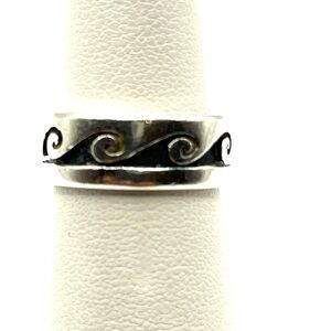 Sterling Silver 925 Swirl Ring Hopi Water Wave Design Band Size 5 1/2
